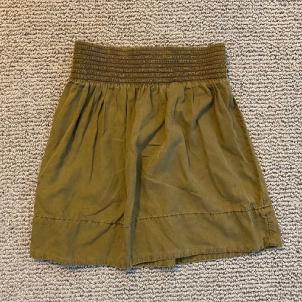 Zara Basic Olive Green Elastic Waist Mini Skirt
